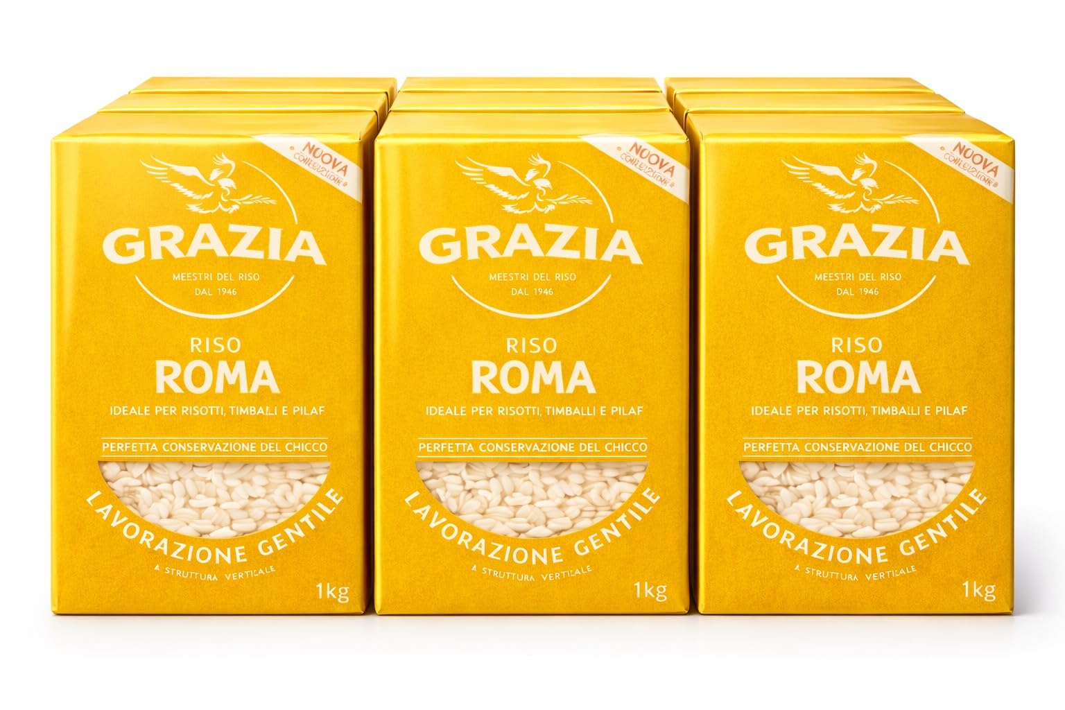 Riso Roma Riso Grazia - 1 Kg x 9 - Ideale per risotti, timballi e pilaf