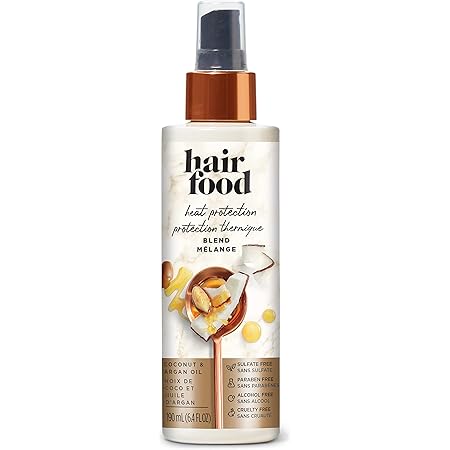 Hair Food Coconut & Argan Oil Heat Protectant Spray Blend, Paraben & Dye Free, 6.4 fl oz