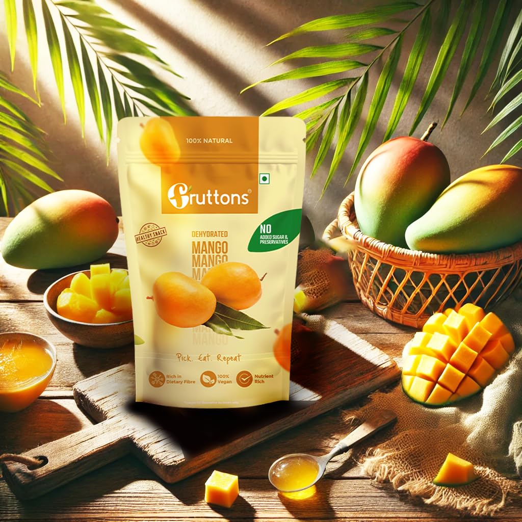 Fruttons Dehydrated Mango | No Added Sugar | Preservative Free | Natural Dried Mango Fruit | Healthy Vegan Snack | 50g Pack of 2 - Image 6 thumbnail
