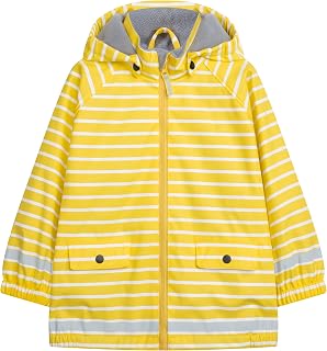 Boys Girls Hooded Stripes Pattern Raincoat Rubberized Waterproof Jacket