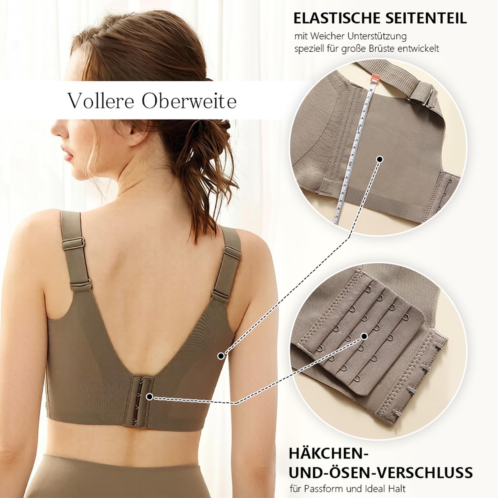 Brassiere Sport Femme sans Armature Brassiere Couverture complète | brassière forte poitrine élastique dos extensible pour se détendre à la maison