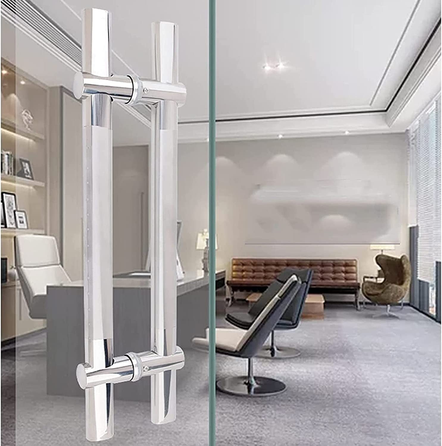 RAN Manija de Puerta de Ducha de Acero Inoxidable de 24" / 31", Barra de Mango de Puerta de Servicio Pesado, Adecuado for Puerta de Madera/compuesta Manillas (Color : Silver, Size : 60cm)