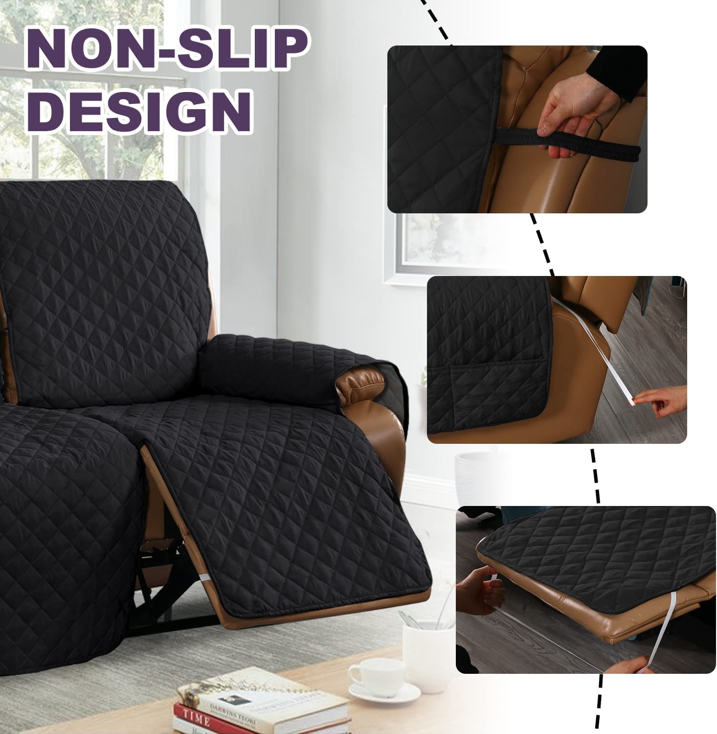 Recliner Chair Slipcover - Non-Slip Strap, Machine Washable Protector For Sofa Recliners