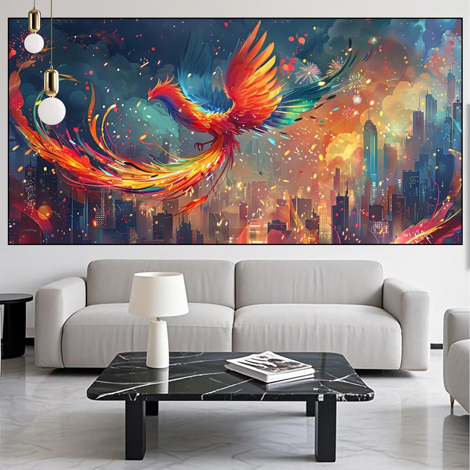 Phoenix Diamond Art City Diamond Painting Arts and Crafts dla dorosłych, zestaw do malowania diamentami 5D, dorosłych, Crysta, haft krzyżykowy, rękodzieło, obrazy, zestaw do haftowania dla