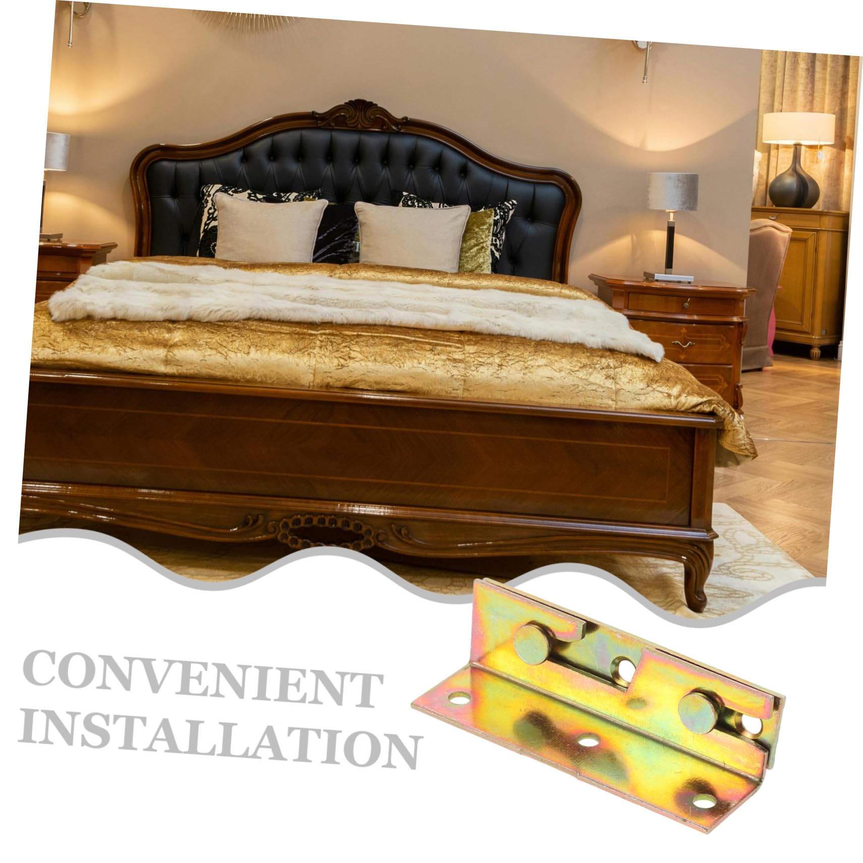 SOESFOUFU 4pcs Bed Hinge Headboard Bracket Wood Bed Rail Fasteners Bed Frame Hinges Corner Bed Frame Brackets Bed Rail Support Brackets Furniture Bed Rail Fittings Bed Rail Mounting Brackets