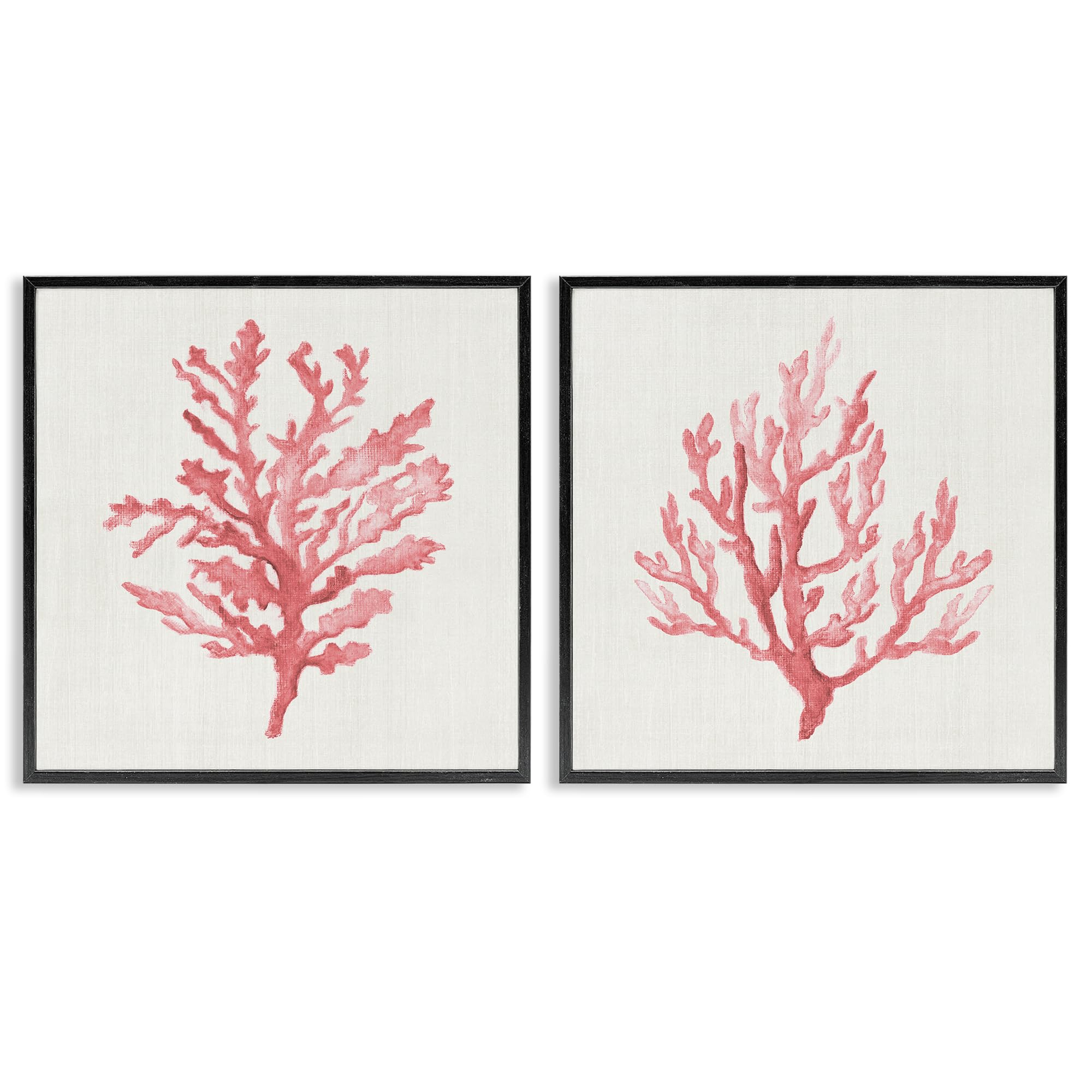 Stupell Industries Rosy Pink Coral Branches_v1 Rosy Pink Coral Branches Nautical, 17 X 17 Inch Framed Giclée Print Set