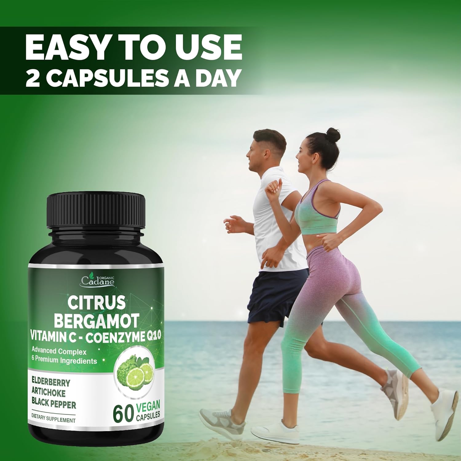 Cadane Citrus Bergamot Supplement with Vitamin C, CoQ10, Elderberry, Artichoke & Black Pepper | Heart & Wellness Support | Vegan, Non-GMO – 60 Capsules – 30-Day Supply - Image 6