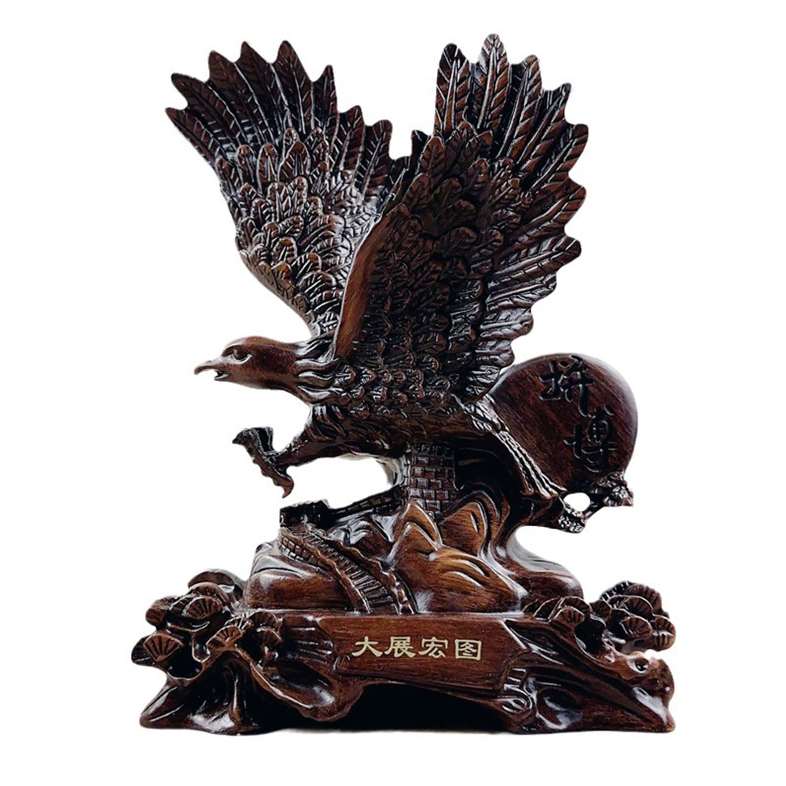 Zooeewly Eagle Statue Resin Figurine for Home Office Decor Tabletop Ornament Wild Bird Sculpture for Wealth Success Feng Shui, Gift for Eagle Lovers Collectors