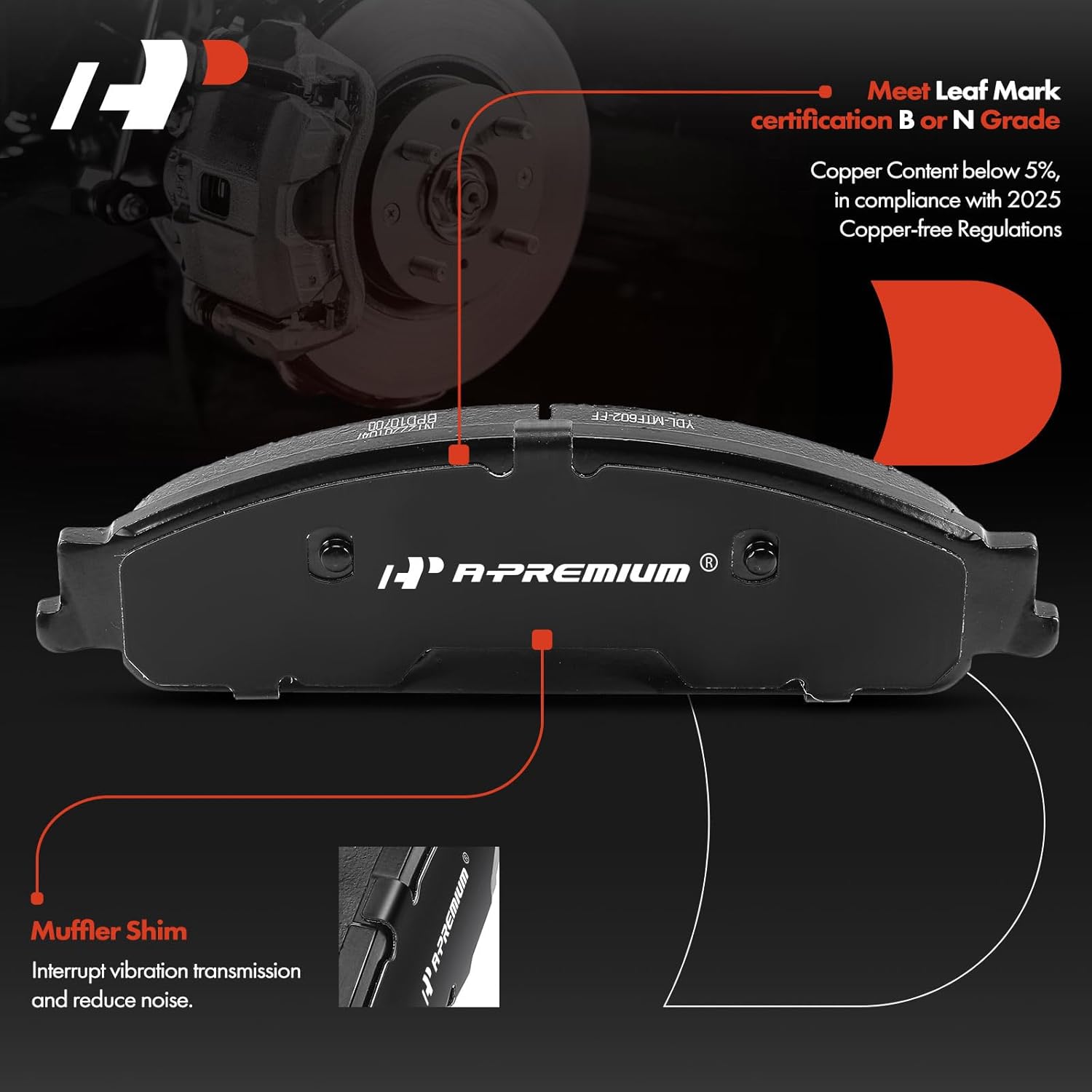 A-Premium 12.41 inch (315.2 mm) Front Vented Disc Brake Rotors + Ceramic Pads Kit Compatible with Select Ford and Mercury Models - Taurus 2008-2009, Taurus X 2008-2009, Sable 2008, 6-PC Set