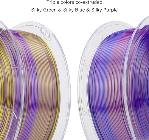 Miniatura 10 de ZIRO Filamento PLA de coextrusión de seda de coextrusión de triple color, filamento de impresora 3D de 0.069in para impresora 3D y bolígrafo 3D,