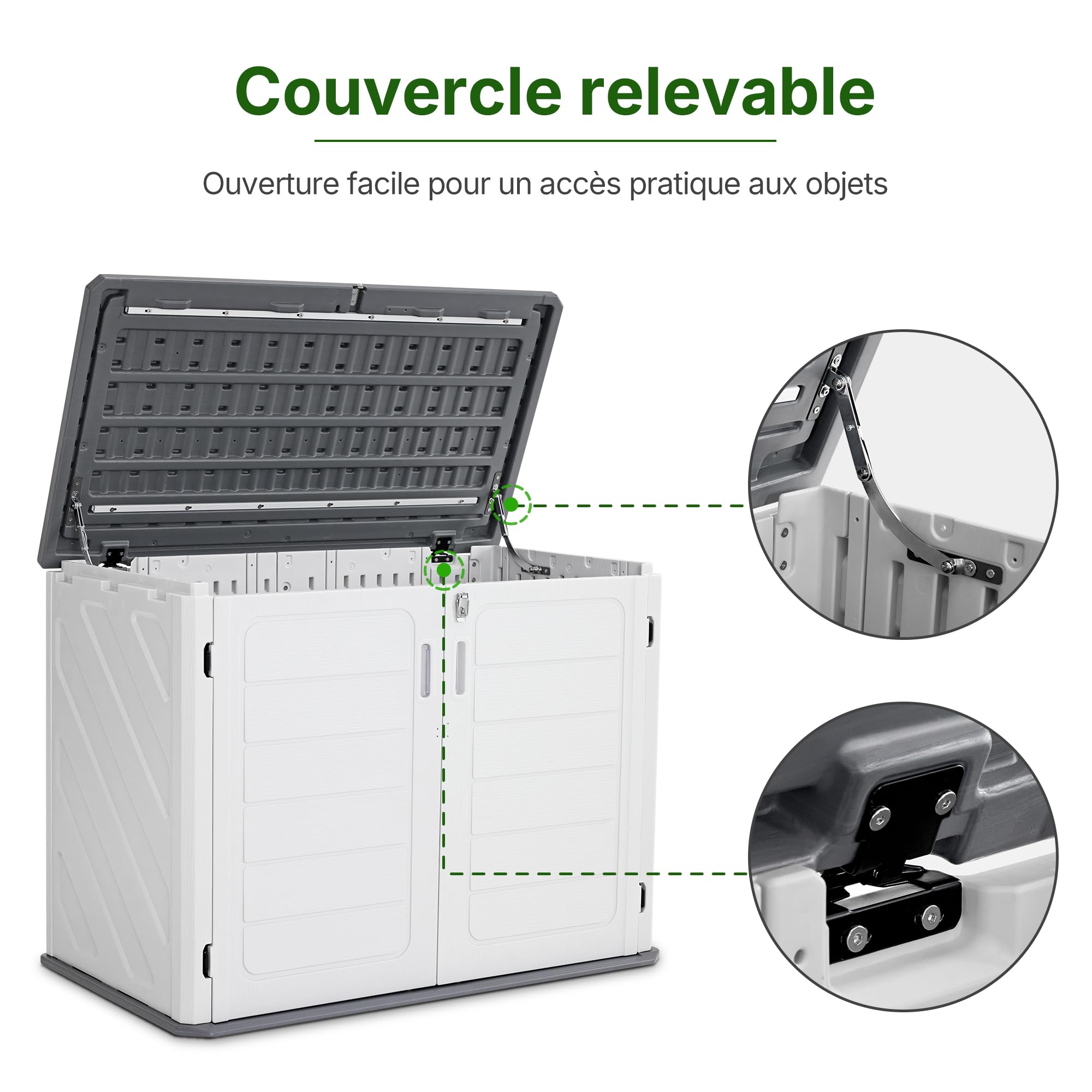 M MACROUT Coffre de Jardin Rangement Extérieur Étanche 700 L avec Étagères
