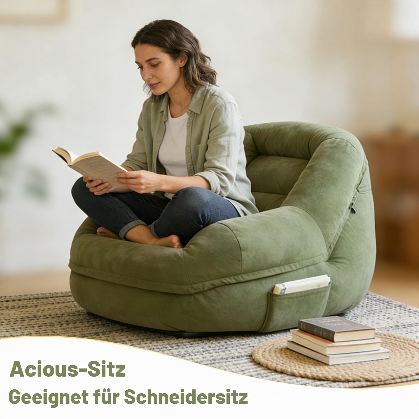 Vakuum-Kompressionssofa Lazy Floor Sofa Lesesessel Bequem Einzelsofa Tatami-Liegesessel Geschlafen Werden Kann für Wohnzimmer Schlafzimmer Büro Ecksitzsäcke Meditationsstuhl A,74*82*62CM