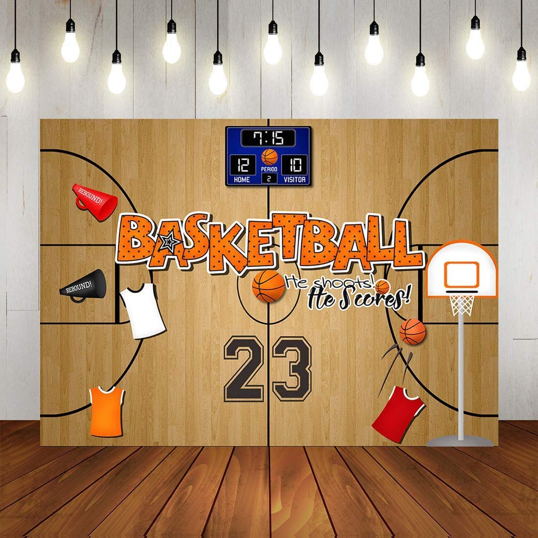 Basketball Theme Photography Backdrops 5x3ft Basketball Sports Boy Kids Birthday Party Photo Background Star Jersey 23 Number Children Studio Booth