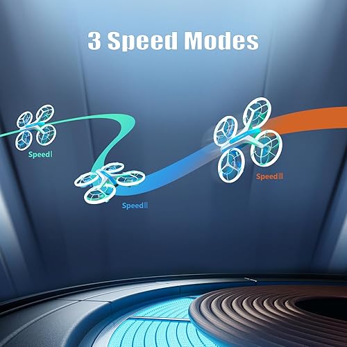 Miniatura 9 de 4DRC V33 Mini dron para niños, cuadricóptero de control remoto con retención de altitud y modo sin cabeza, luz azul y verde, hélice de protección