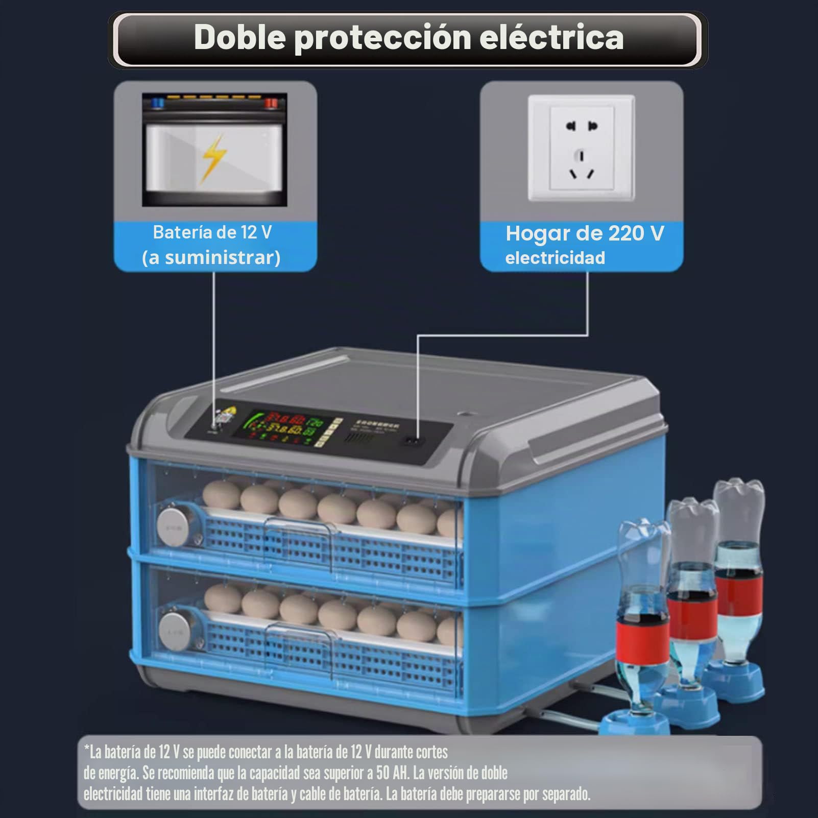 Incubadora de Huevos, 128-500 Huevos de gallina a la incubadora de Pollitos automáticos con giras de Huevo automático, incubadora de Control de Temperatura para eclosionar Pollos, Ganso,500