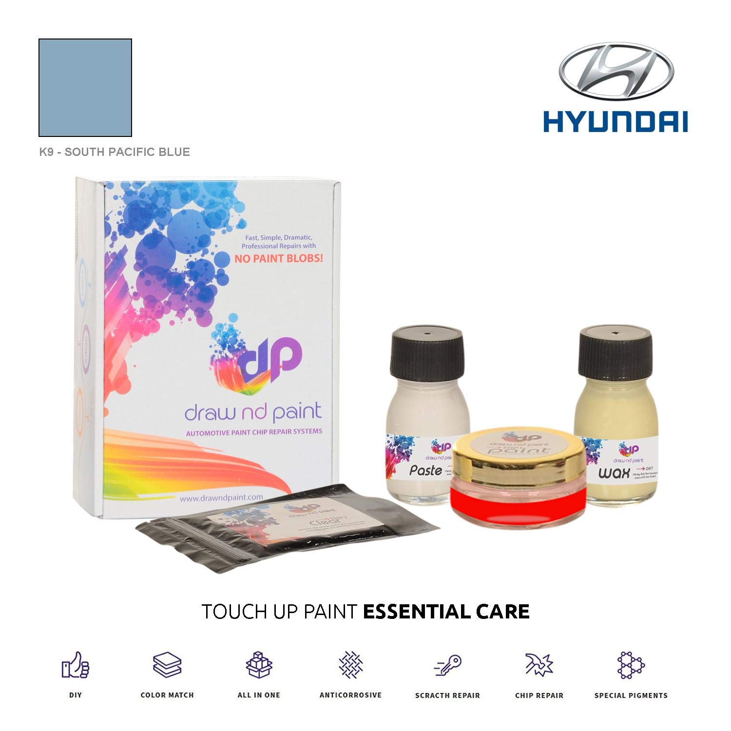 DrawndPaint for/HYUNDAI Entourage/SOUTH PACIFIC BLUE - K9 / TOUCH-UP PAINT SYSTEM EXACT-MATCH/ESSENTIAL CARE