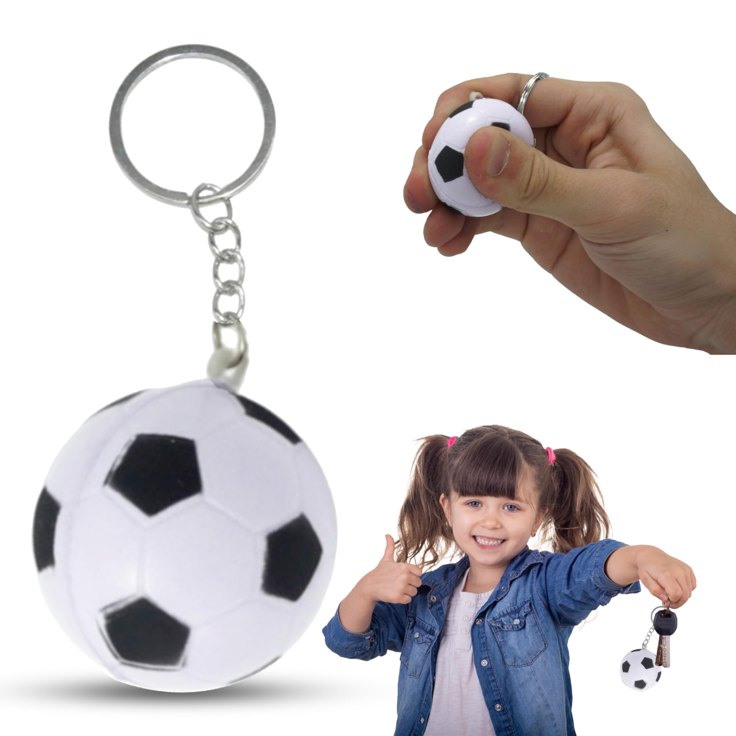 Srv Hub Unisex Kids 1X Soccer Ball Keyring Soccer Keychains For Kids – Mini Football Keyring, Party Favors, School Rewards, Sports Gifts For Boys & Girls, Backpack Decorations For Football Fans