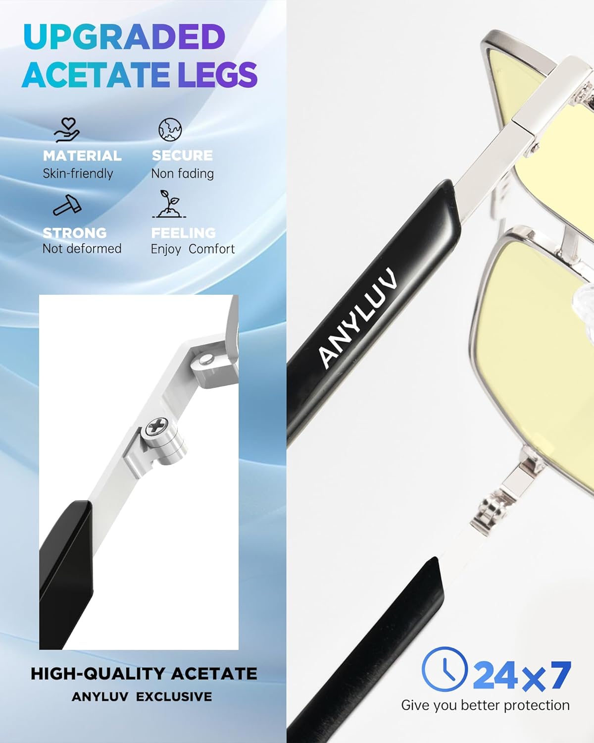 ANYLUV Blue Light Glasses Men/Women, Blue Light Blocking Glasses, Computer Screen Blocker Eyes Protection Glasses - Image 3