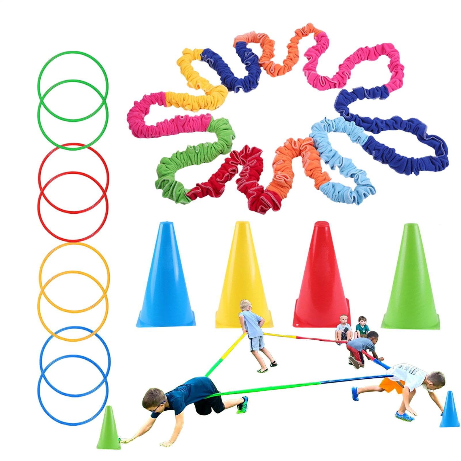 Bands Extensibles pour Les, Groupe Extensible élastique - Équipement d'activité des Accessoires Stress,Activités de Coordination des Moteurs pour Le Plein air, l'école, Le Parc, Le Jardin