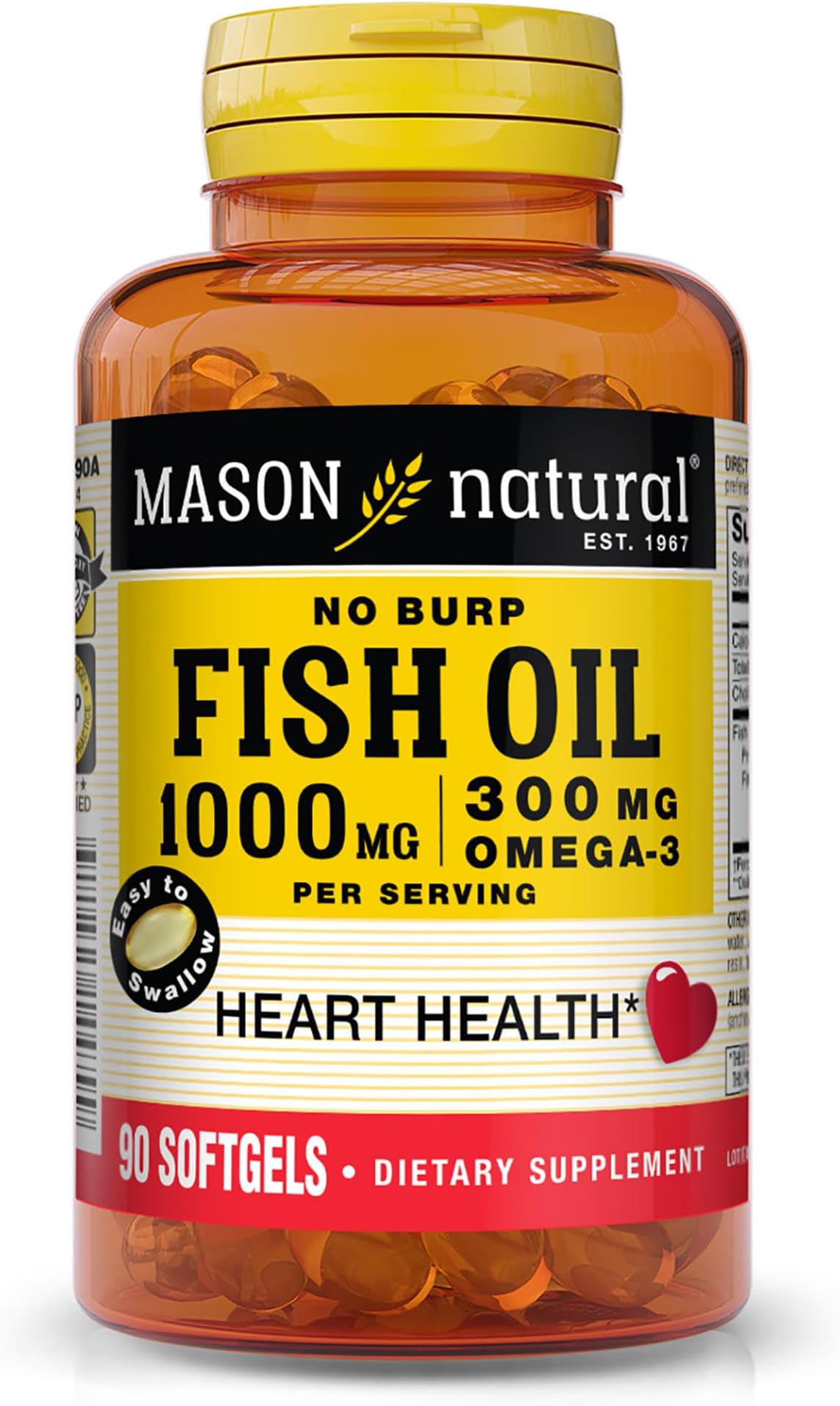 Omega 3 Fish Oil, 45,Day Supply, 1000mg with EPA and DHA for Joint Support, 90 Softgels (Pack of 1)