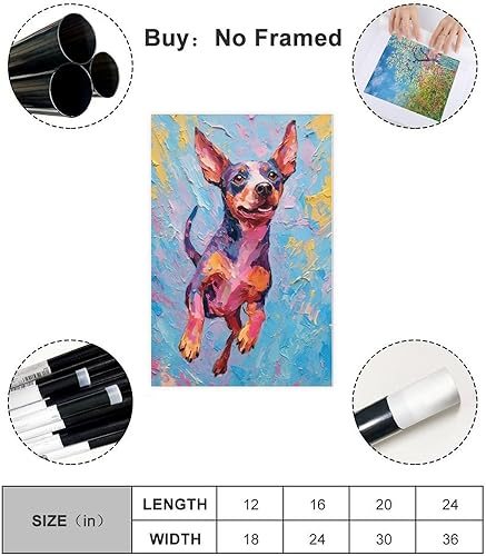 Miniatura 2 de Fyzuf Arte de pared de perro pintura al óleo sobre lienzo, póster de cubismo de perro, colorido, lindo, perros, decoración estética, póster en