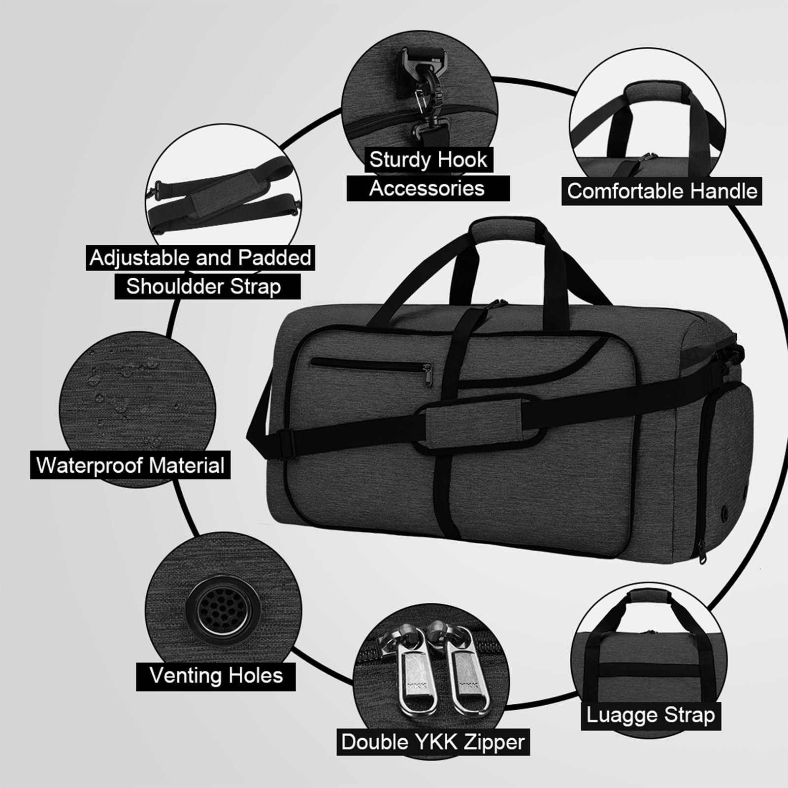 NEWHEY Borsone da Viaggio Pieghevole 65L 40L Grande capacità Duffel Bag Travel Leggero Impermeabile Borsoni da Palestra per Campeggio Viaggio Palestra Sport Vacanza Borsa Uomo e Donna