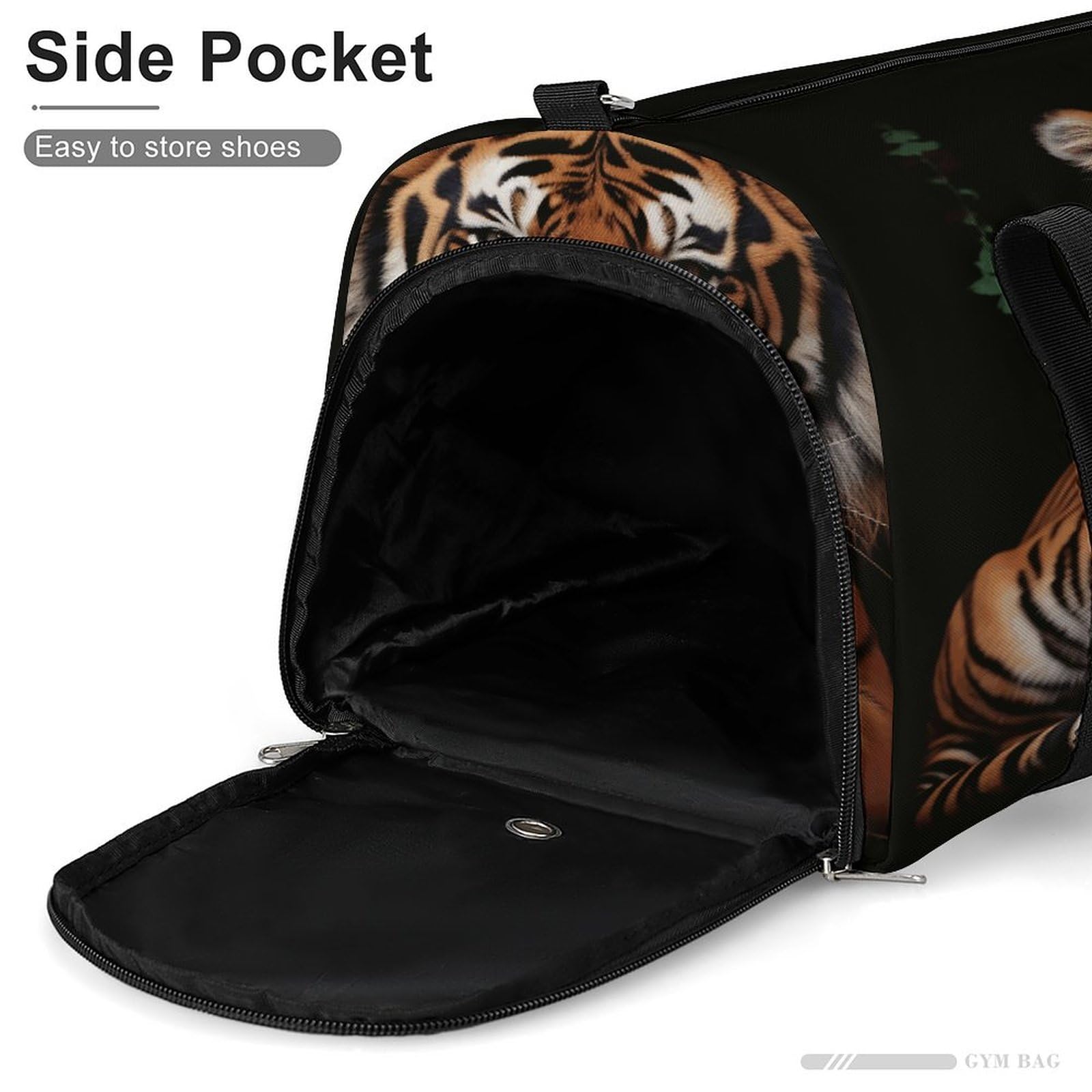 Turnbeutel für Damen und Herren, mit Tiger- und Pfoten-Aufdruck, wiederverwendbar, Turnbeutel mit Schuhfach, Stil, Einheitsgröße, modern, Stil:, Einheitsgröße, Modern