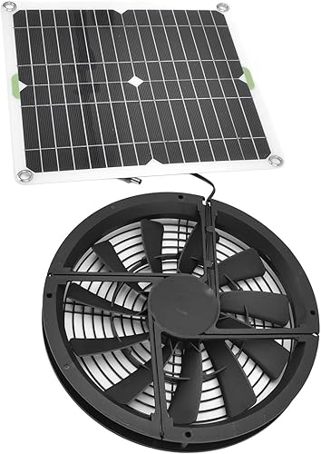 Miniatura 4 de Ventilador de energía solar, panel solar impermeable de 100 W y ventilador de escape de caja de ventilación redonda de 10 pulgadas para gallineros
