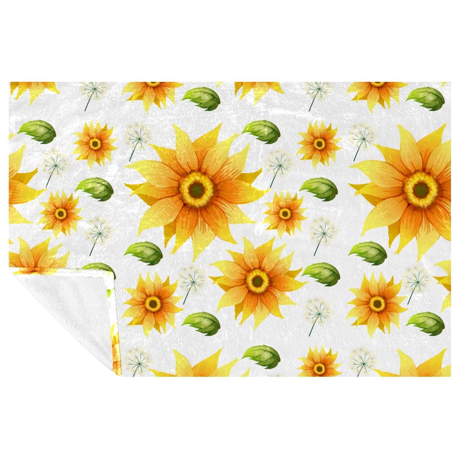 Couverture douce contre le froid motif tournesol pour lit et canapé
