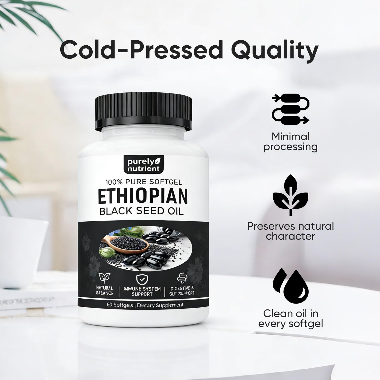 Ethiopian Black Seed Oil Capsules 4.64% Thymoquinone – Organic Cold Pressed Black Cumin Seed Oil Softgels, Non-GMO, Gluten-Free, 60 Softgels (1) — Amazon image 5