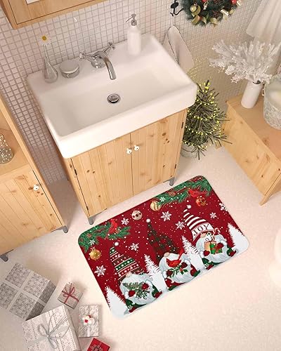 Vista 659 de Tapete de Feliz Navidad, tapete antideslizante para puerta delantera, baño, cocina, dormitorio, patio, entrada, 16 x 24 pulgadas, rojo, negro y verde
