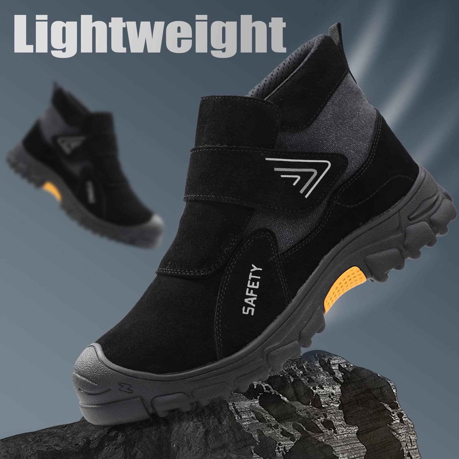 LAoutun Safety Trainers Men Steel Toe Cap Trainers Protective Safety Shoes Breathable Work Trainers Lightweight Work Shoes for Men Comfy Work Industrial Sneakers Puncture Proof Construction Work Boots