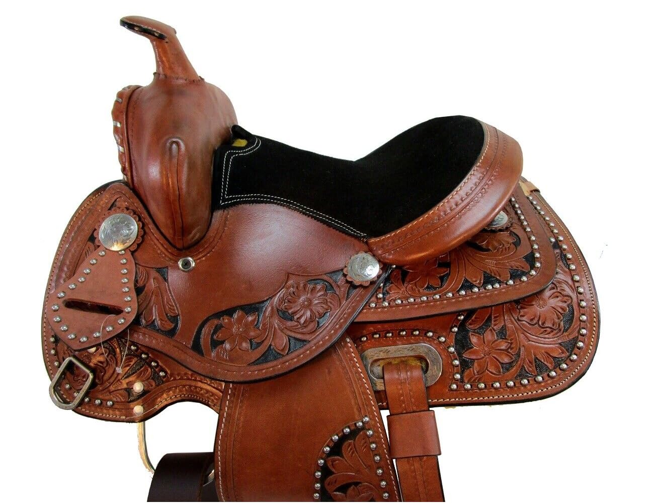 Cavallo per pony occidentale, in pelle, per bambini, motivo floreale, ME-WLS-231
