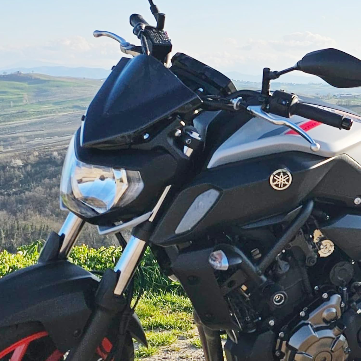 Moto Pare-Brise Avant Pare-Brise Airflow Déflecteur Double Bulle Carénage Compatible avec MT07 FZ07 MT-07 2018-2020 2019 2018 2019 2020 (fumée)