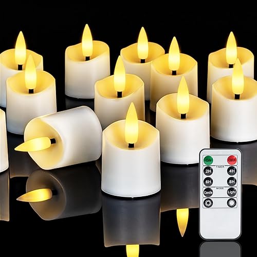 Miniatura 17 de Homemory Paquete de 24 Velas Sin Llama de Más de 400 Horas con Control Remoto, Velas Votivas LED con Temporizador de 2/4/6/8H, Luces de Té que