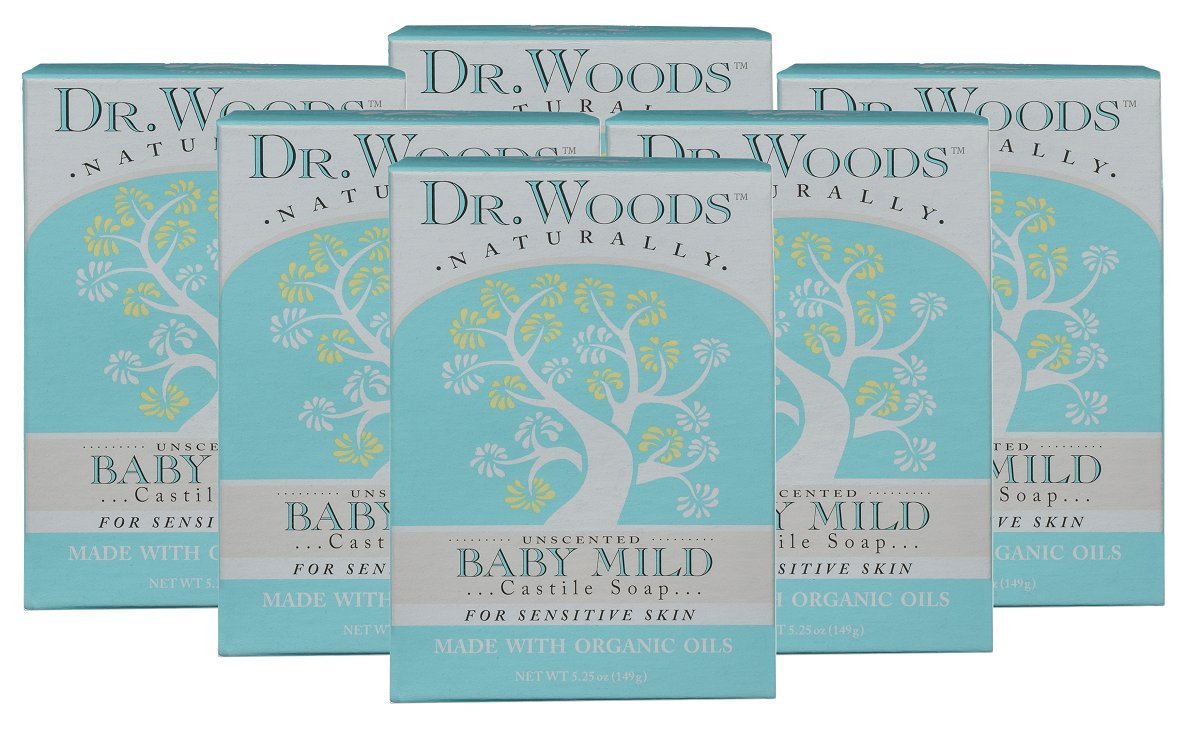 Dr. WoodsUnscented Baby Mild Bar Soap with Organic Shea Butter, 5.25 oz (Pack of 6)
