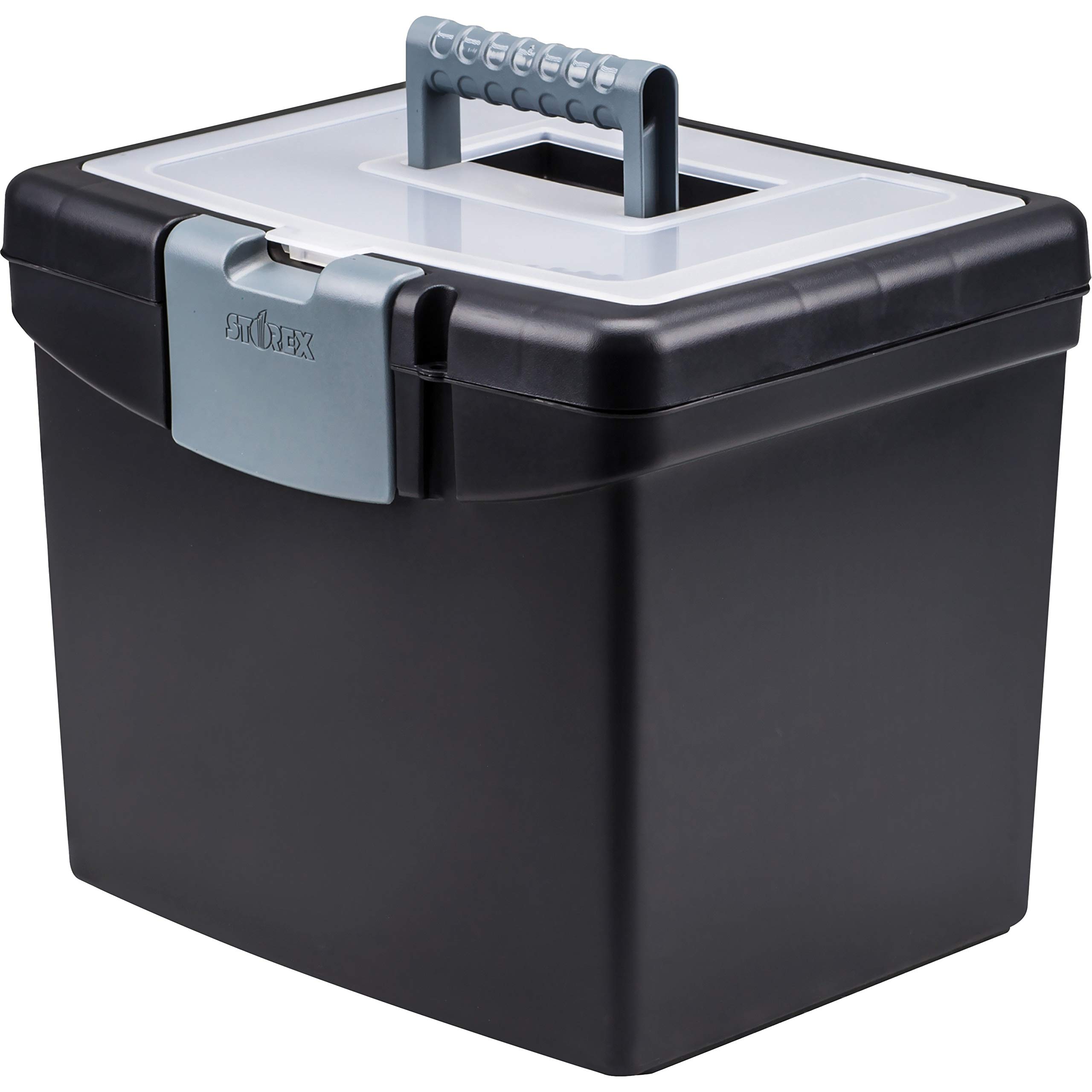 Photo 1 of Storex Economy Portable File Box for Letter Size Hanging Files, Black (61502U01C)
