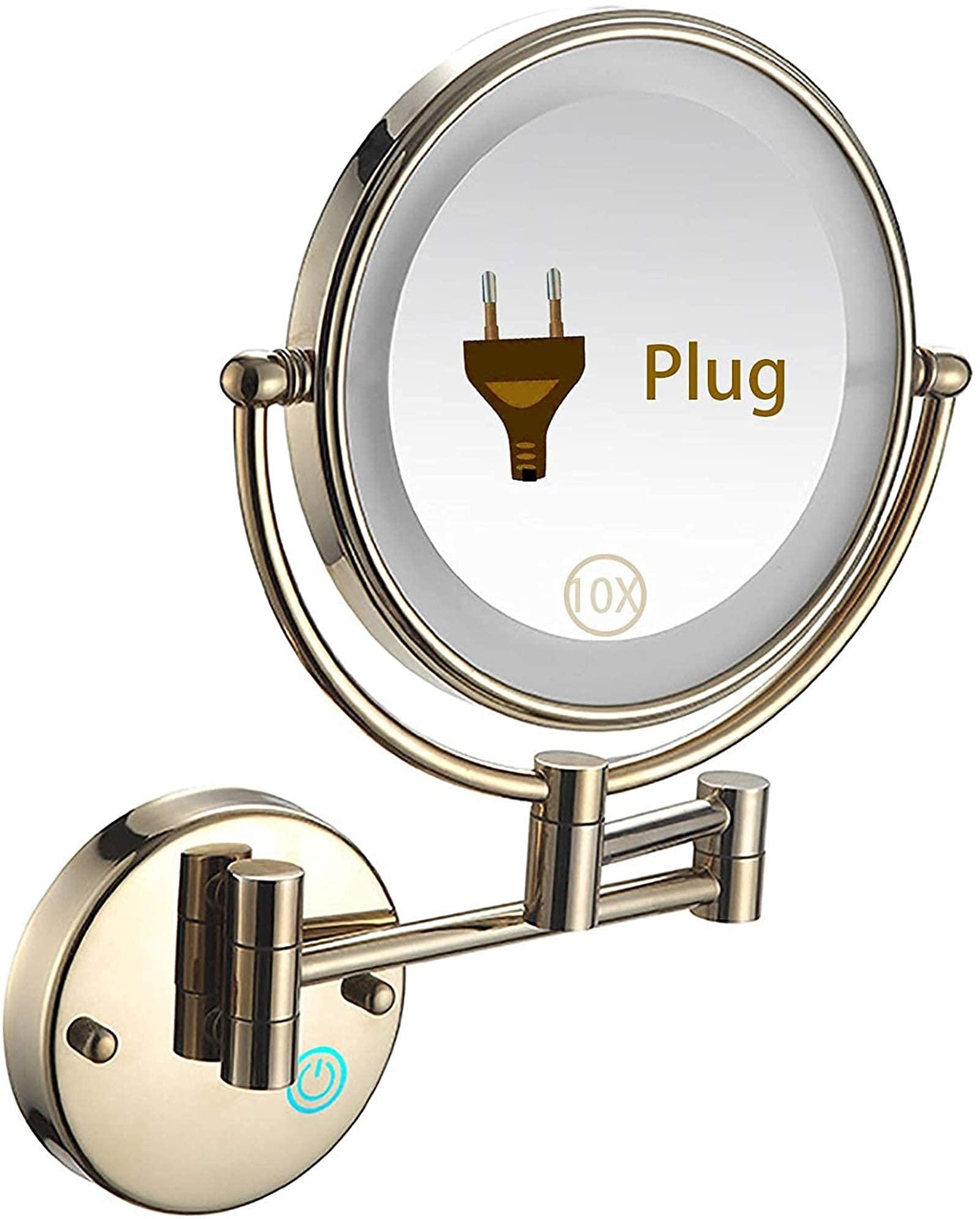 Miroir de salle de bains double face pivotant à 360 degrés en finition chrome durable