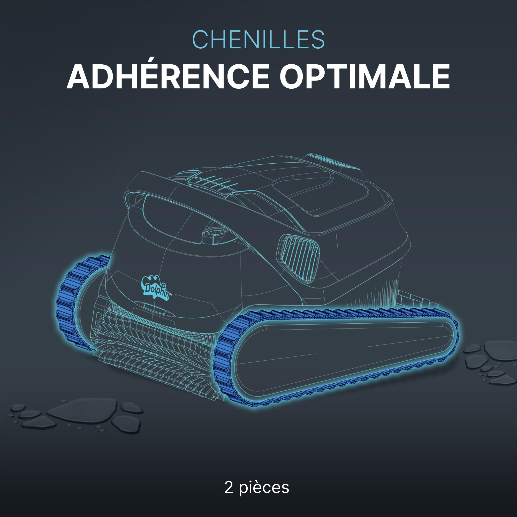 Dolphin Pièce détachée certifiée Chenilles de Remplacement Bleues (2 pièces) — Référence 99831521-R2