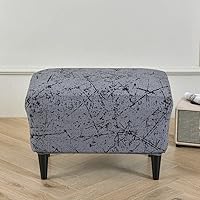Vista 19 de Funda elástica otomana rectangular para taburete, funda de elastano estampada para reposapiés, protector antideslizante para reposapiés, con parte #1