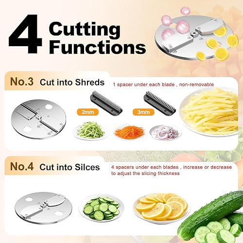 Miniatura 3 de Picador eléctrico de verduras 4 en 1, procesador de alimentos de 200 W, cortador de alimentos vegetarianos con función de corte y rayas para uso