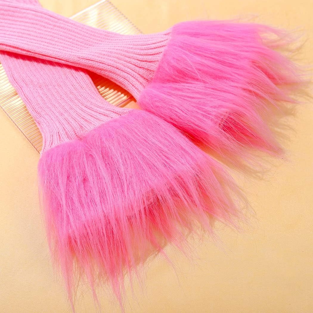 Gangel White Leg Stockings Y2K Long Socks Knit Leg Stocking Elastic Leg Warmer Party Costume Faux Fur Leg Warmers for Women