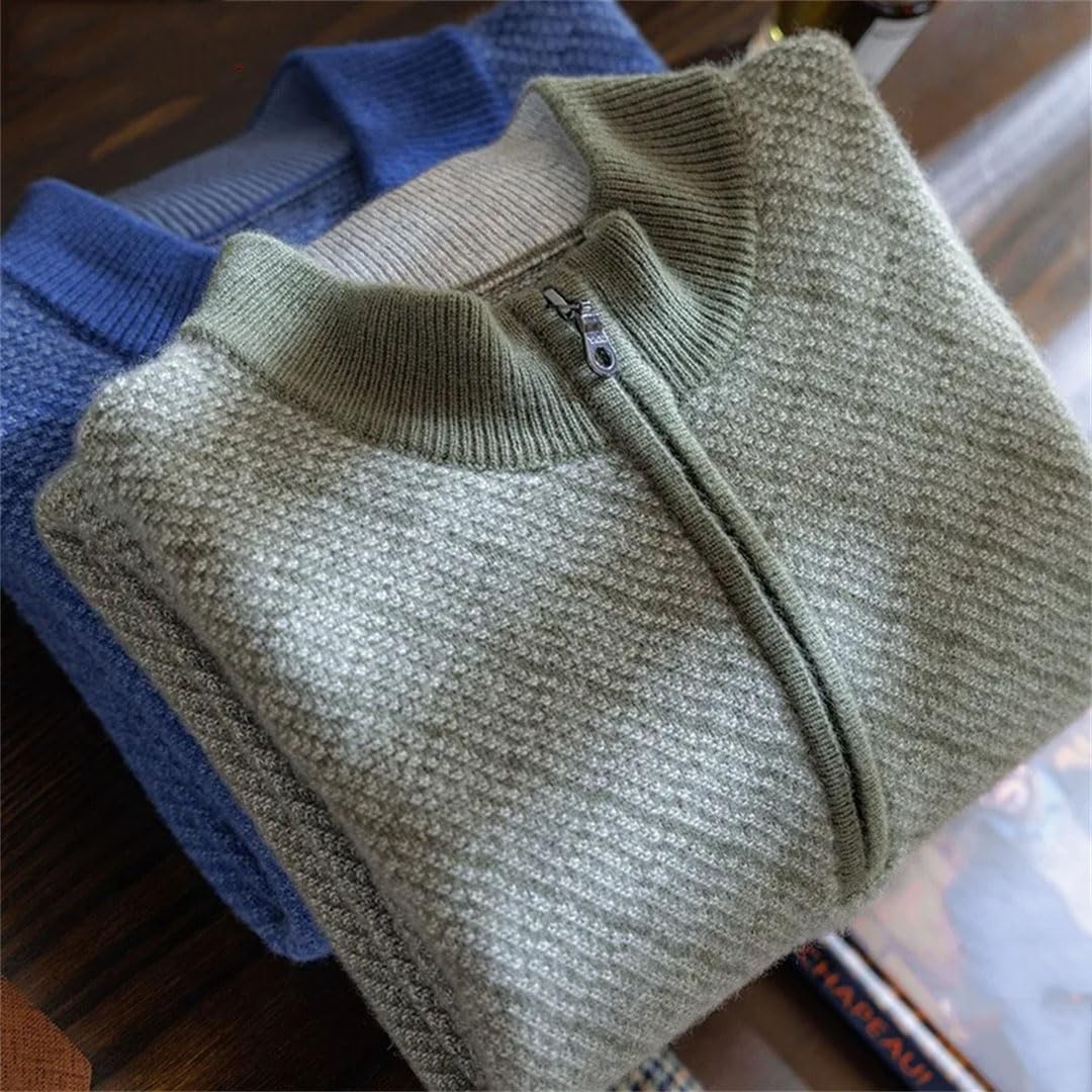 Men's Cashmere Sweater Fall Winter Zipper Collar Basic Shirt Knit Pullover Warm Tops