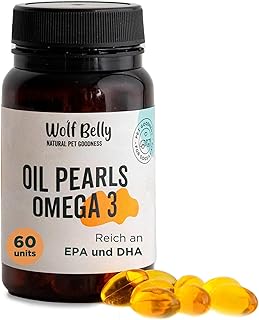 Wolf Belly - Omega 3 für Hunde und Katzen 100% Natürlich (60 Kapseln) mit EPA und DHA | Reines Fischöl | Gesunde Haut und Glänzendes Fell | Starke Gelenke | Gesundes Immunsystem - Made in Europe