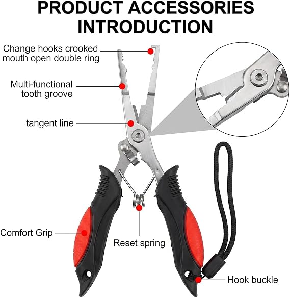 3Pcs Fishing Tool Kit Telescopic Landing Net & Fish Lip Gripper & Pliers