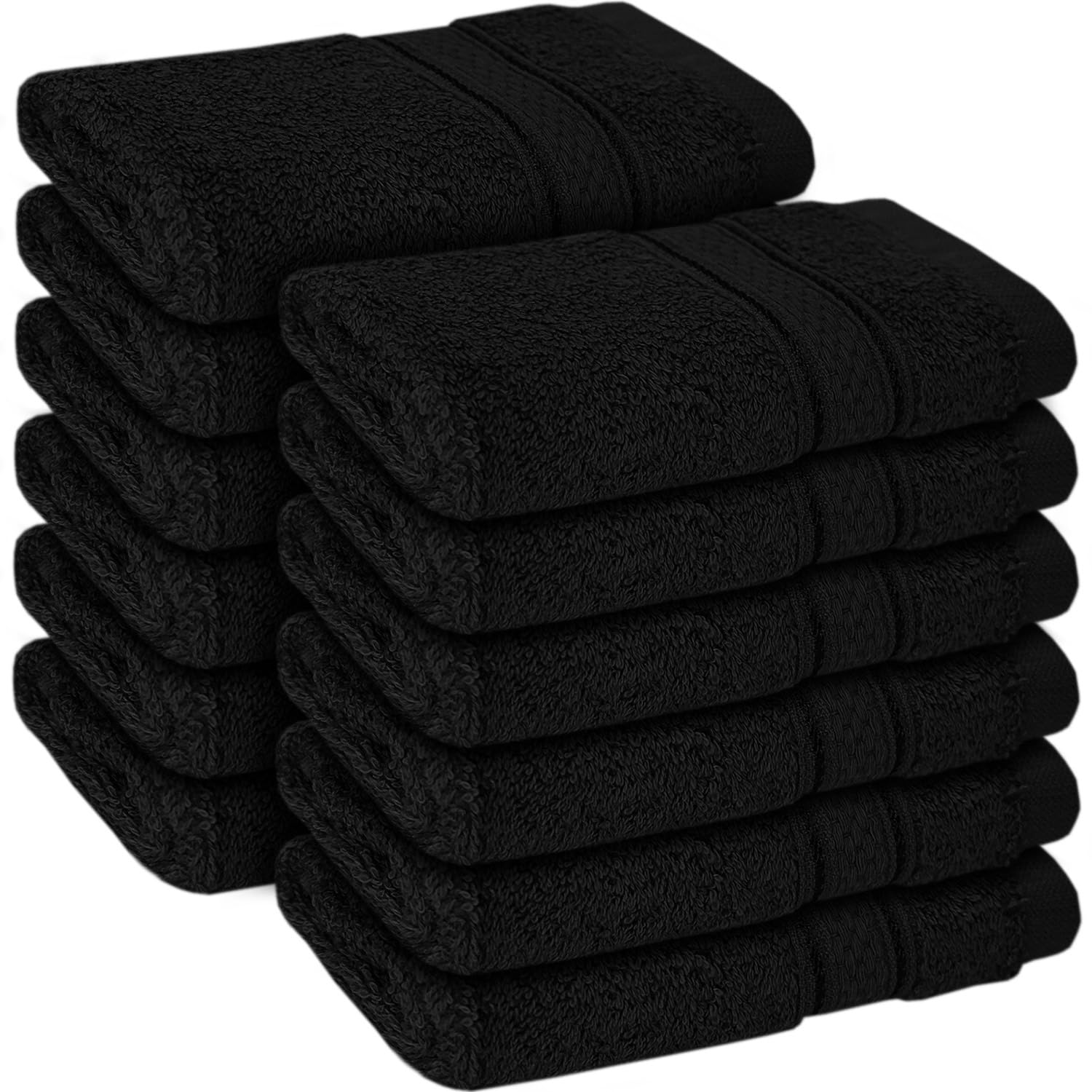 Zzzmrh Black 12 Pack Flannels Face Cloth- 100% Cotton Face Towels Soft & Absorbent Super Quality Washcloths 30X30cm, Fingertip Towels For Makeup Removal & Cleansing - Face Cloth