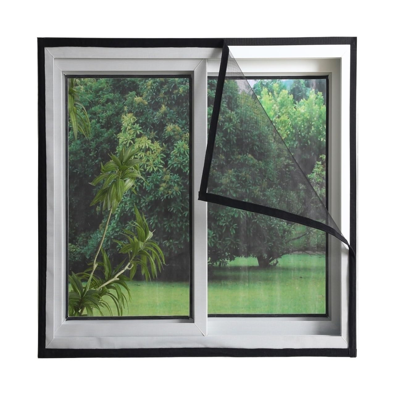 Black Hook Loop Window Screen Multi Size Breathable Removable Insect Screen(Width-130cm,Height-110cm)