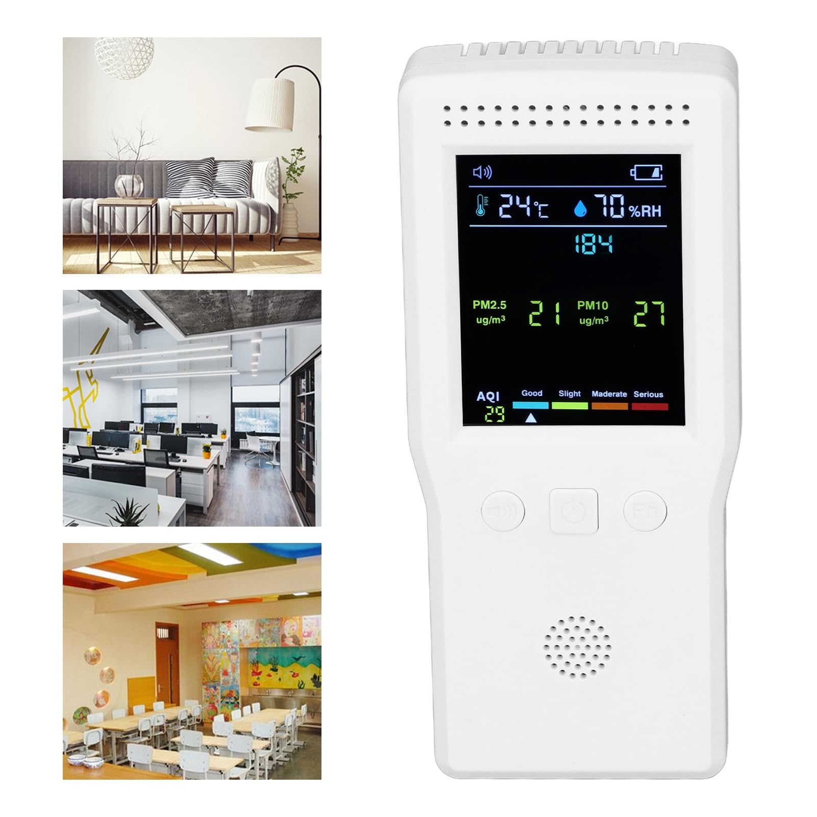 Keenso Detector de CO2 con Pantalla Retroiluminada y Diseño Portátil