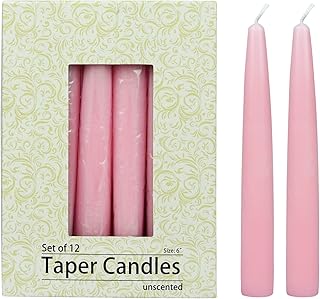 Zest Candle 12-Piece Taper Candles, 6-Inch, Light Rose