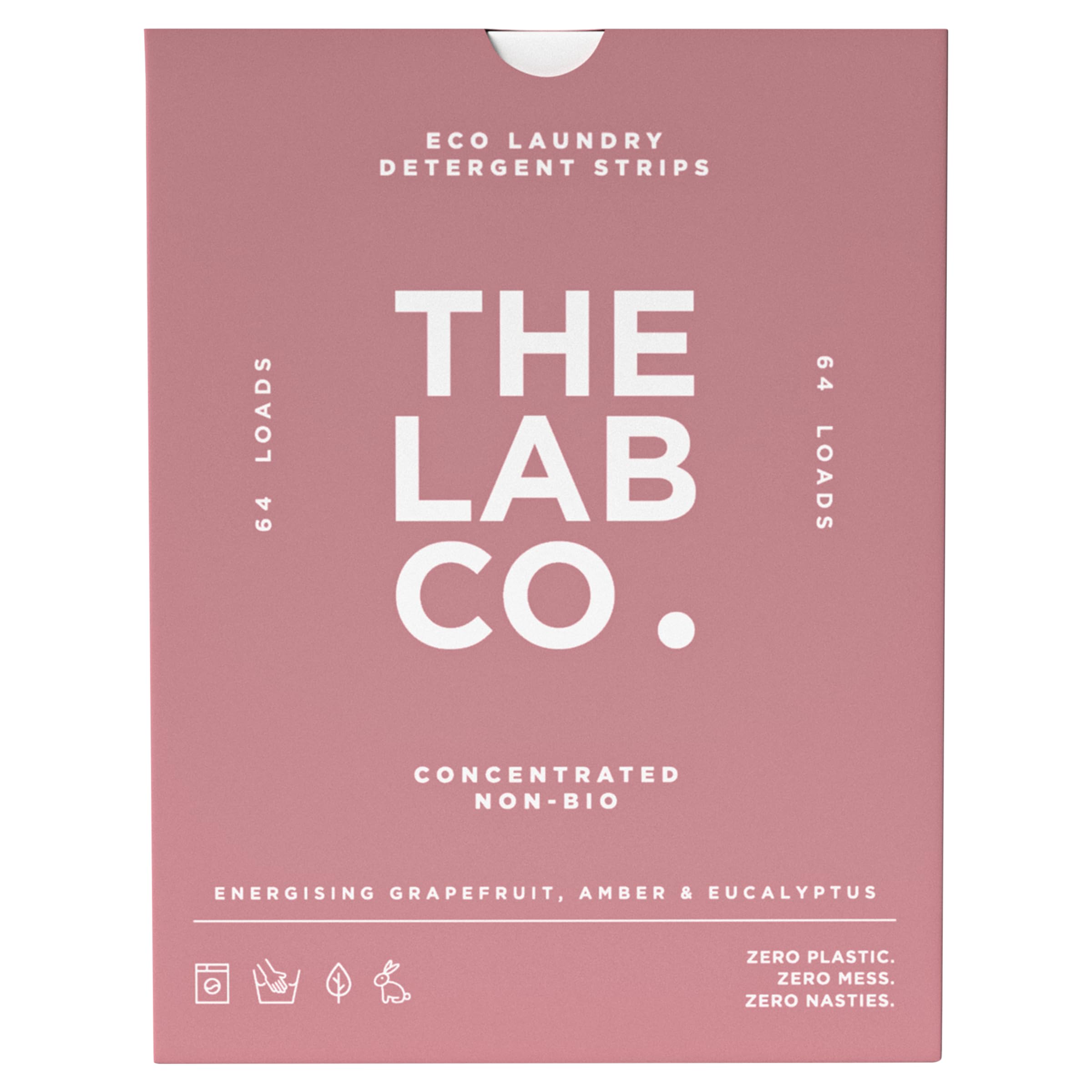 Laundry Detergent Strips Washing Sheets | Eco Ultra-Concentrated | Non-Bio for Sensitive Skin | Non-Toxic Fragrance | EDC-Free | Lab-Tested | Energising Grapefruit Amber | 64 Loads